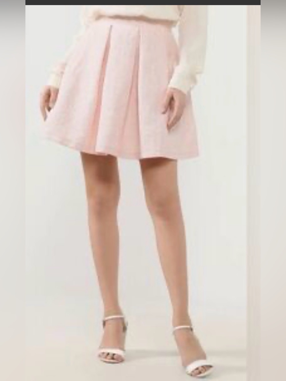 Meshki Light Pink Pleated Skater Mini Skirt